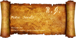 Mahr Jenő névjegykártya